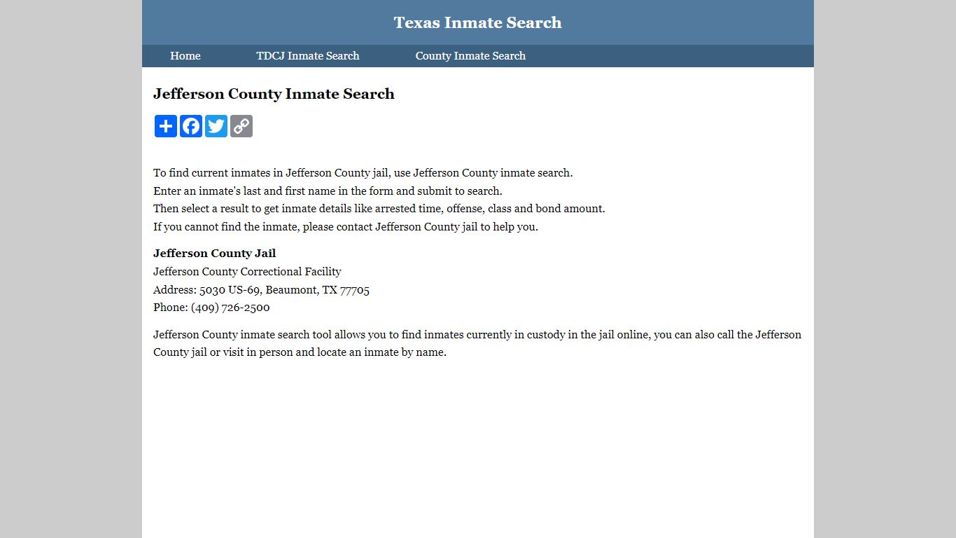 Jefferson County Inmate Search