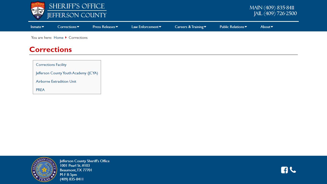 Corrections - Sheriff's Office Jefferson County, TX